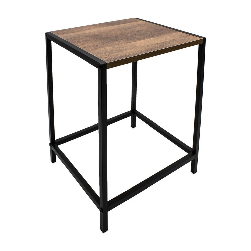 Spetebo Beistelltisch Holz, Metallgestell, 37x32 cm, schwarz/braun