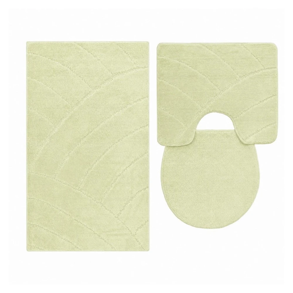 ROLFNERS 3-tlg Badematte Set Creme, rutschfest, 100% Polypropylen, waschbar